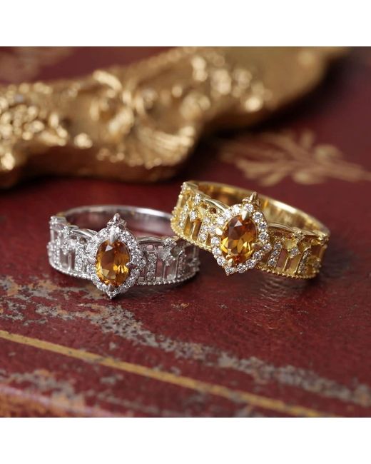 Azura Jewelry New York Metallic The Alhambra Arcade Citrine Ring Vermeil