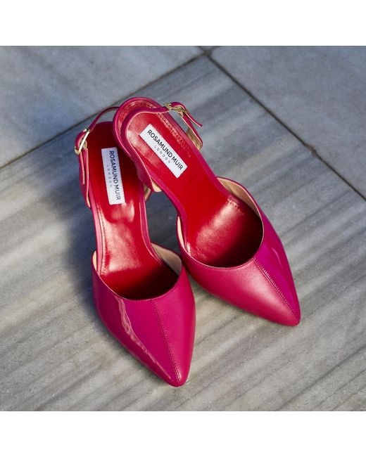 Rosamund Muir London Pink Augusta Fuchsia Duo-Texture Slingback Heels