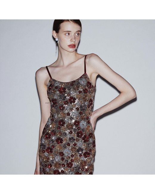 Belsize25 Red Mayfair Series – Garden Dress Sequinned Halterneck Evening Mini Gown