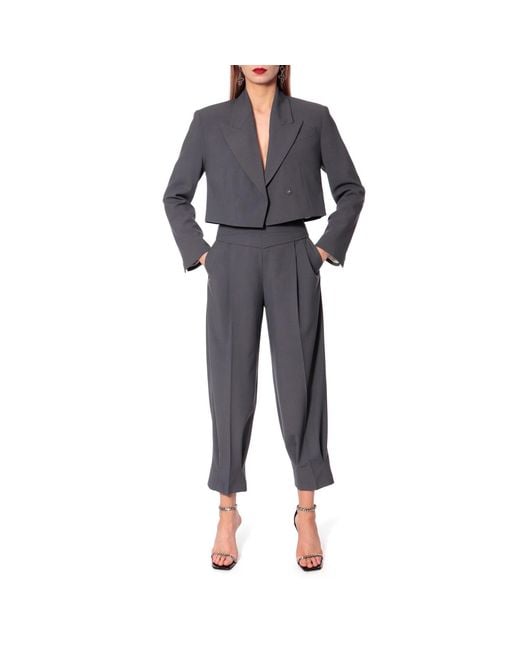 AGGI by HALEWSKI Gray Giorgia Castlerock Short Double Breasted Blazer