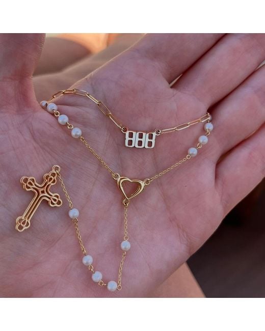 Leni James Metallic The Paloma Pearl Rosary Necklace