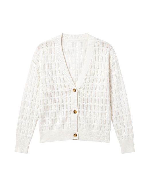 Brodie Cashmere White Scallop Trim Pretty Cardi