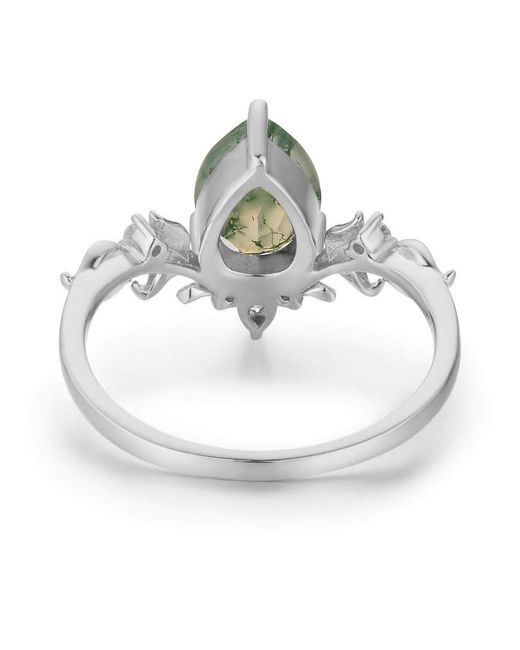 Azura Jewelry New York Green Dewdrop Moss Agate Ring Vermeil