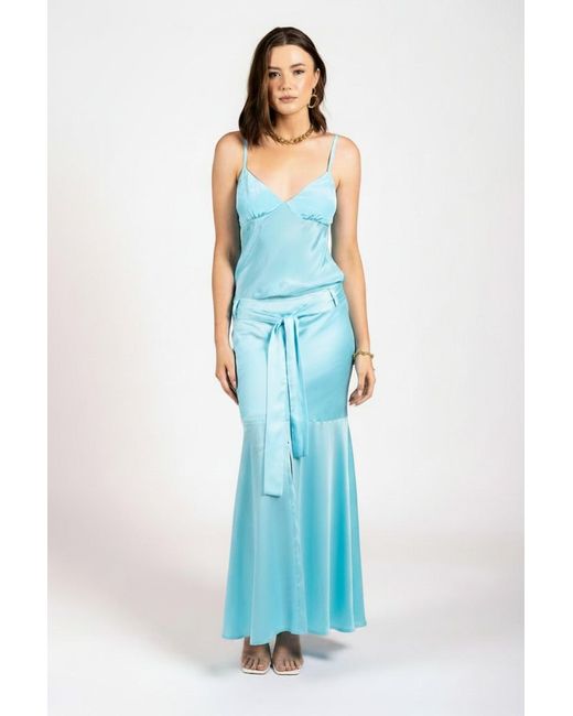 Why Mary Blue Amorous Aqua Boho Maxi Skirt