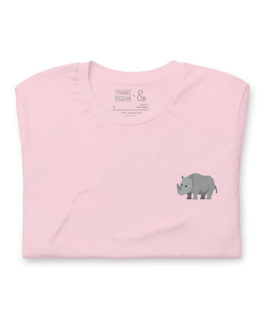 Anchor and Crew Pink Cotton Think Ocean Rhino Aspirations Cotton Embroidered T-Shirt for men