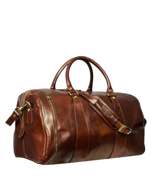 Time Resistance Brown Leather Duffel Bag for men