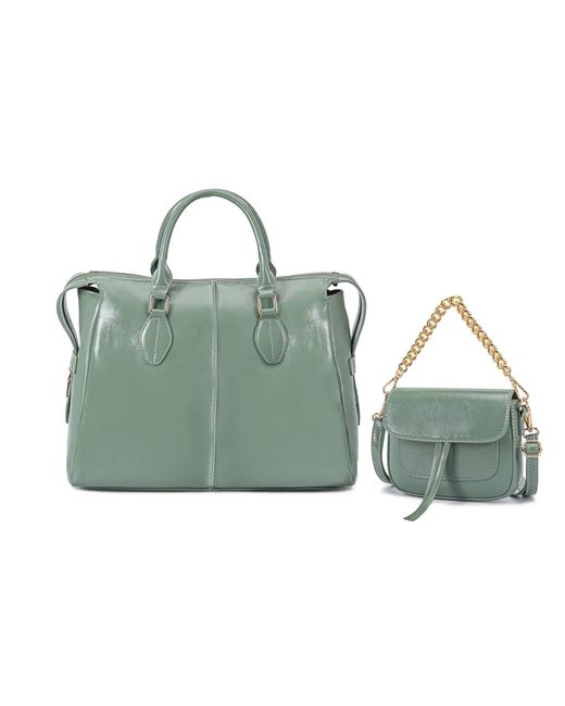 Mkf Collection - J'omor Green Yareli Tote Bag With Mini Bag- 2-Piece Set