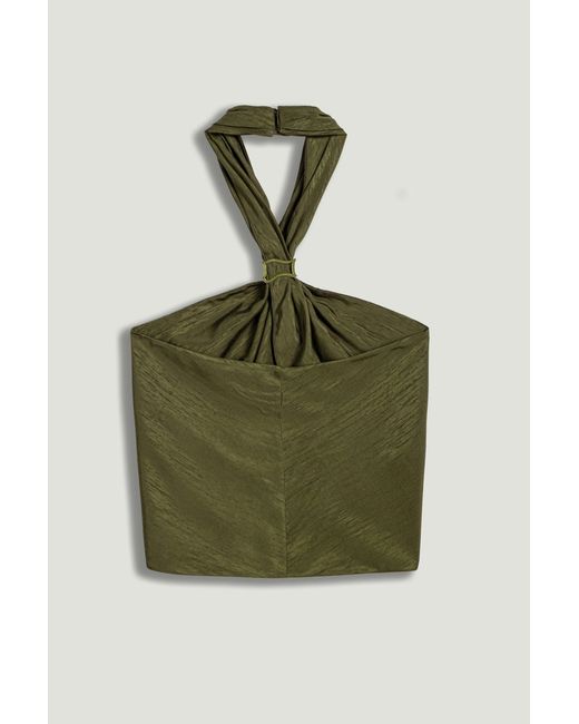 Nocturne Green Neutrals Twist Halter Neck Bustier