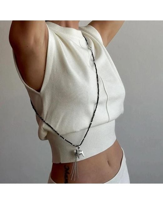 Angel Barocco Metallic Equestrian Tassel Pendant Long Necklace