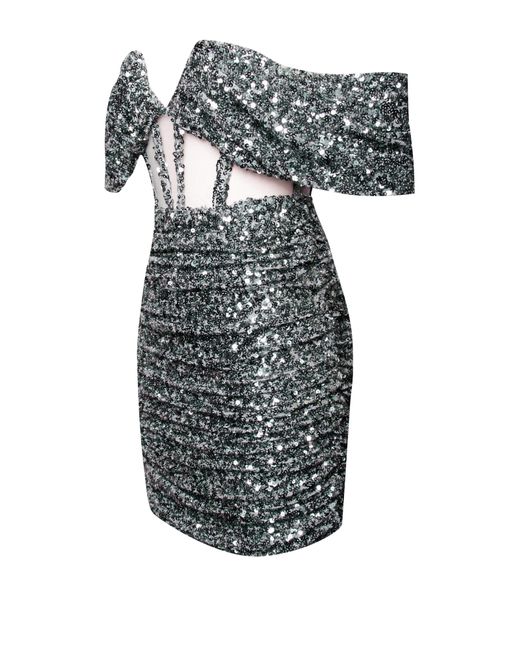 Miss Circle New York Black Weston Sequin Off Shoulder Corset Dress