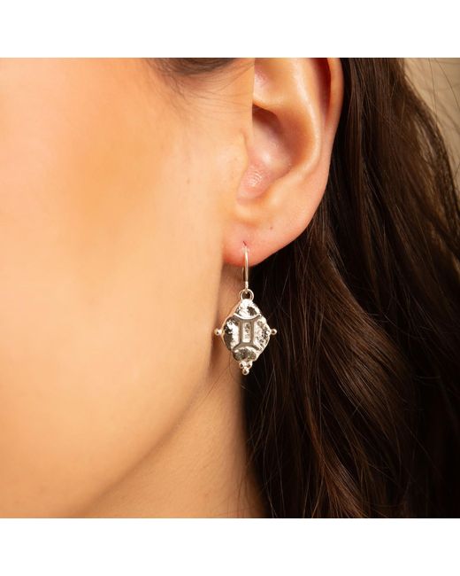 Seven Saints Metallic Gemini Vintage-Style Dangle Earrings, Rhodium Plated