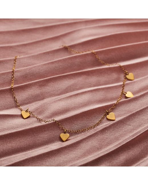 Posh Totty Designs Metallic Yellow Gold Plated Heart Station Necklace