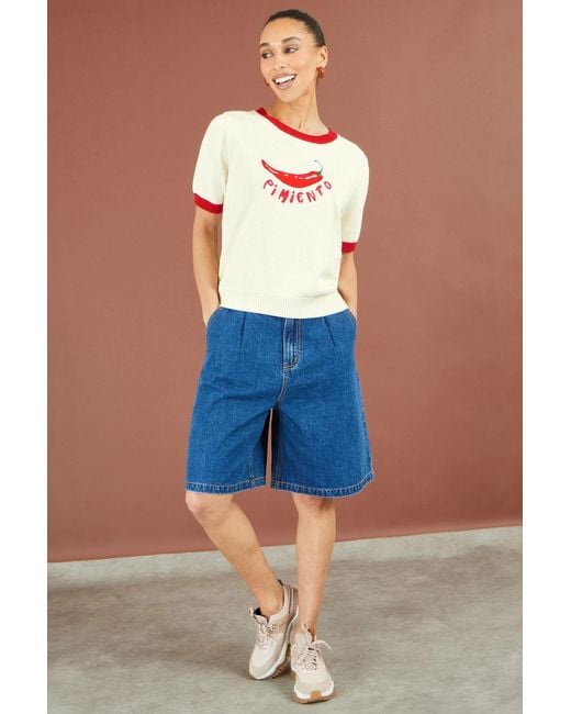 Yumi' White Ivory Chilli Cotton Knitted Top