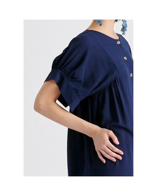 Paisie Blue Relaxed Fit Wide Leg Jumpsuit With Belt