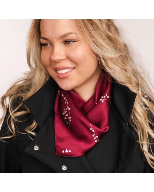 RainSisters Red Small Floral Natural Silk Scarf
