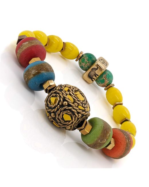 Ebru Jewelry Metallic African & Nepal Beaded Chunky Bracelet