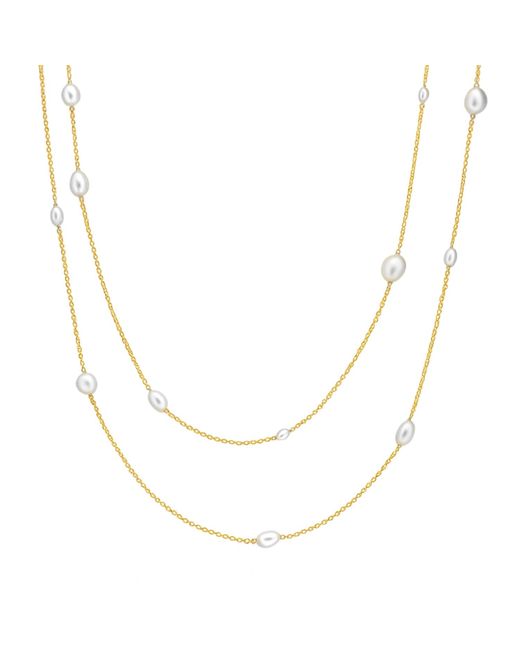 Unaloe Metallic Plated Layered Pearl Necklace For – Natural Freshwater Pearl Bridal Statement Jewelry