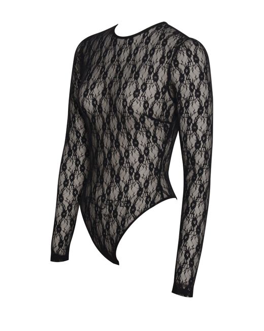 Miss Circle New York Black Maisie Lace Long Sleeve Bodysuit