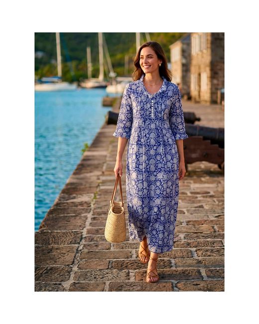 At Last Blue Cotton Annabel Maxi Dress