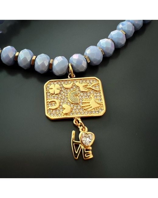 Ebru Jewelry Metallic Love Protective Symbols Choker Necklace