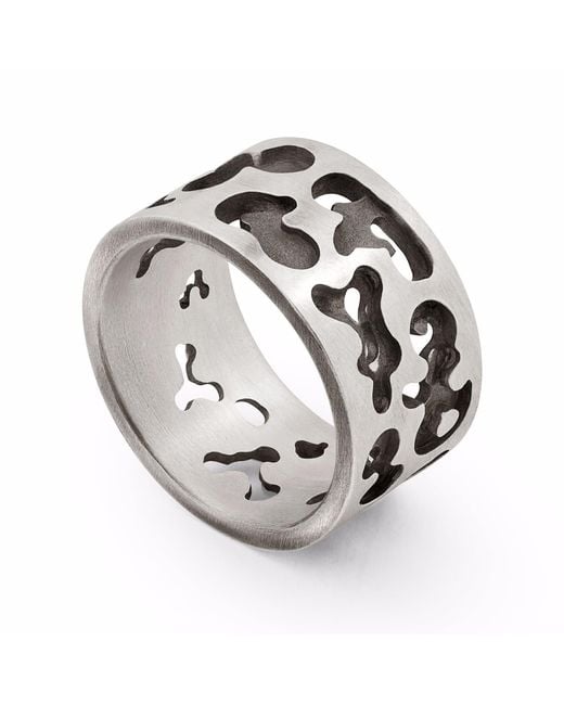 Snake Bones Metallic Sterling Camouflage Ring for men