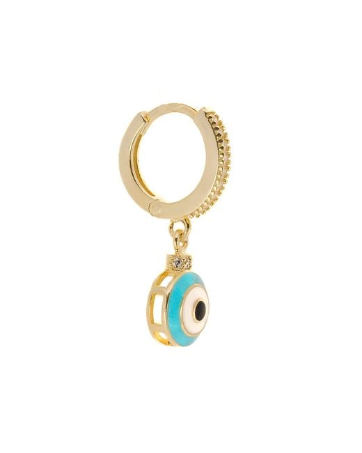 Ebru Jewelry Blue Enamel Evil Eye Plated Earrings