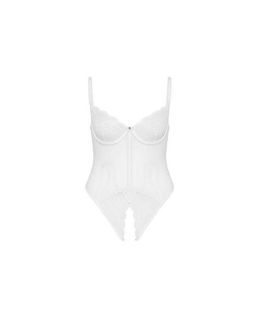 House of Silk White Béatrice Ouvert Bodysuit