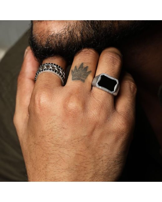 The Jewelz Black Pulse Onyx Signet Ring for men