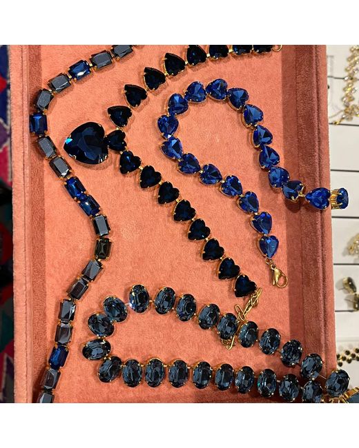 Achala Handcrafted Blue Sapphire Crystal Heart Shaped Necklace