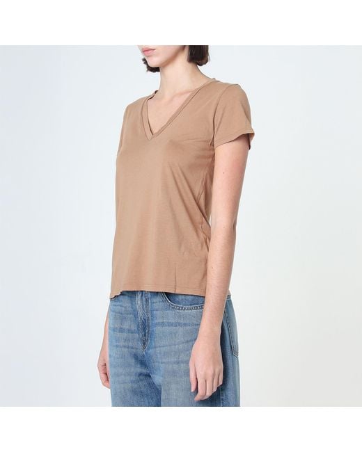 NOEND Brown Supima Cotton Deep V Neck Tee