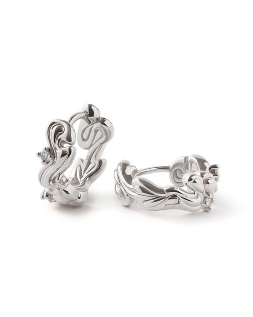 FRIDA & FLORENCE Metallic Whispers Wave Diamond huggie Earrings