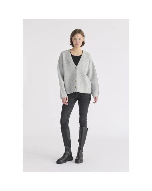 Paisie Gray Two-Tone Cardigan