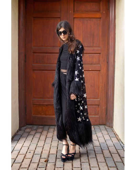 Jennafer Grace Black Penny Deluxe Starina Faux Fur Coat
