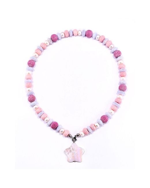 Mineralgems•Studio Pink Candy Necklace With Coral And Chalcedony