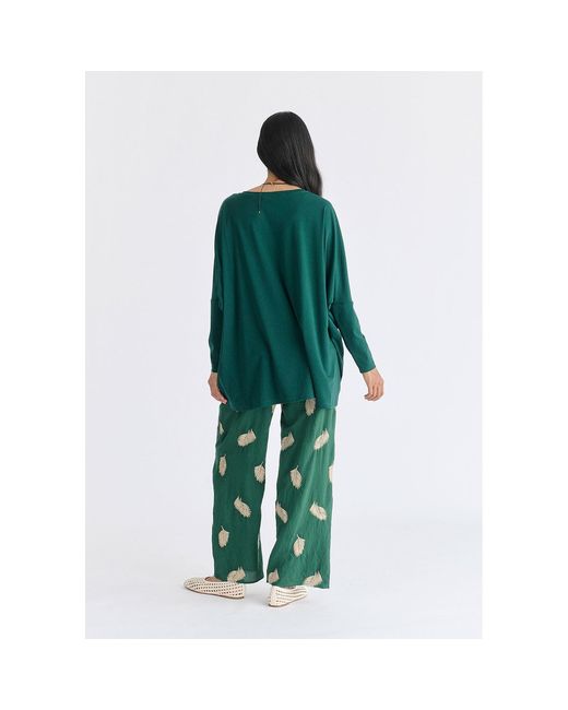 Paisie Green Wide Neck Oversized Lyocell Jersey Top