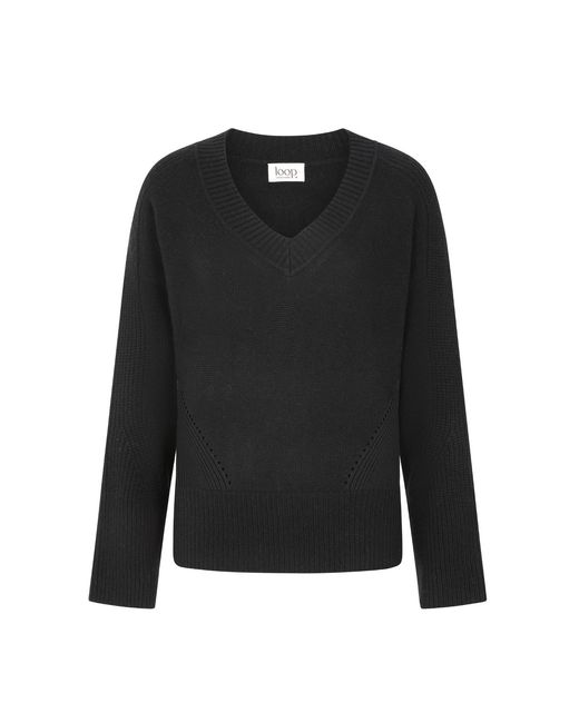 Loop Cashmere Black V-Neck Lofty Sweatshirt