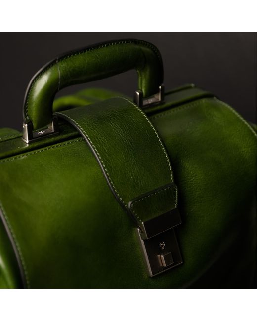 Time Resistance Green Leather Backpack for men