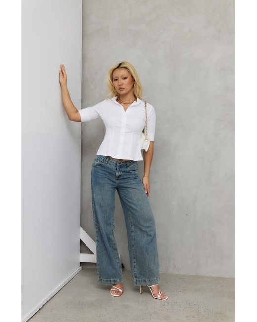 Why Mary Blue The Kate Short Sleeve Cotton Shirt Blouse