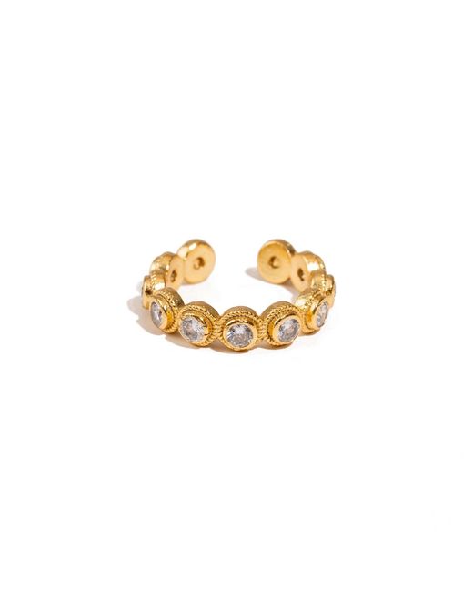 Ebru Jewelry Metallic Eternal Diamond Adjustable Plated Stackable Ring
