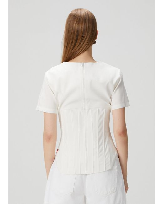 Pcfg White Tailored Corset Tee Top