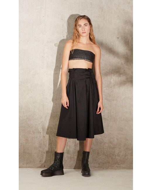 Monzlapur New York Blue Box Pleated Taffeta Skirt