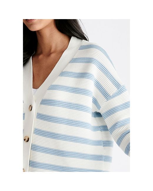 Paisie Blue Striped Ribbed Cardigan
