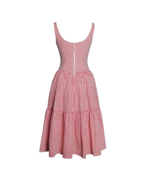 Miss Circle New York Pink Oceana Candy Stripe Drop Waist Midi Dress