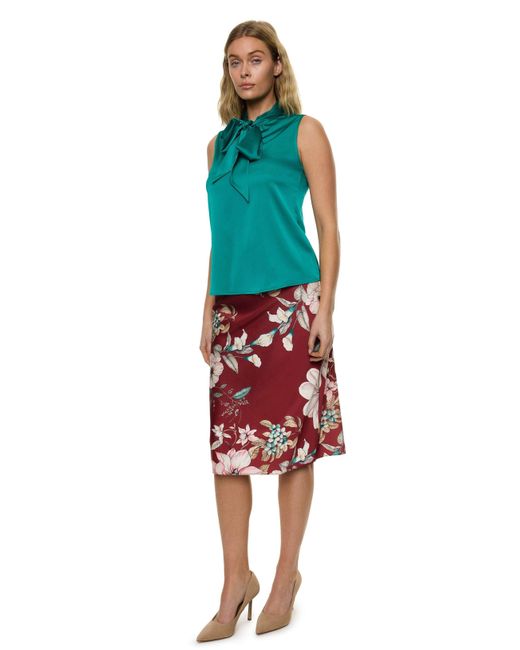 Carloslines Blue Bow Tie Sleeveless Blouse