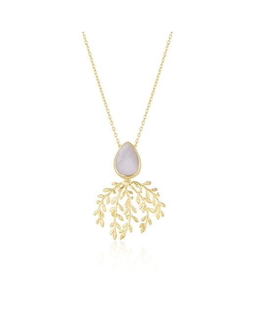 Spero London Metallic Mother Of Pearl Branch Sterling Statement Necklace