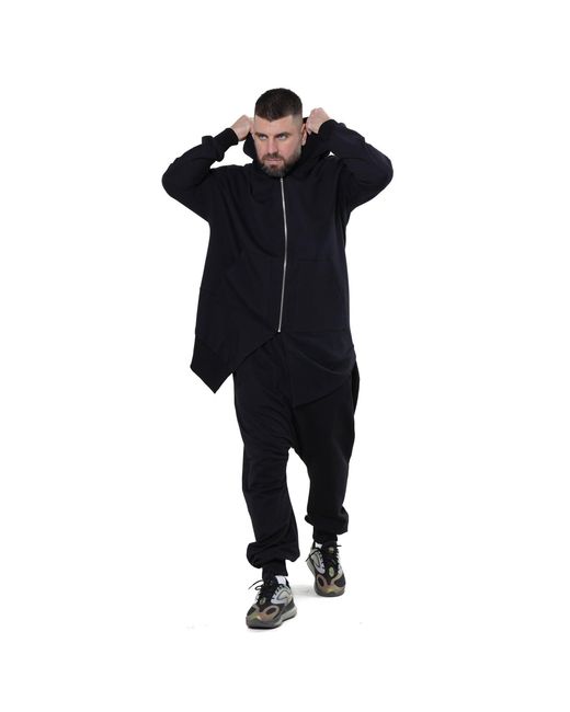 Metamorph Blue Asymmetric Zip Hoodie for men