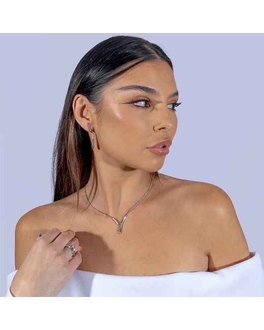 Lucy Quartermaine Metallic Wishbone Diamond Drop Necklace