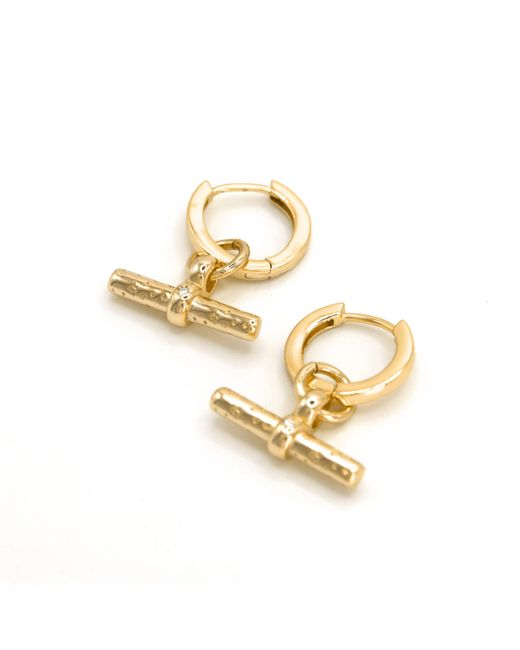 Luna Charles Metallic Cassia T-Bar Huggie Earrings