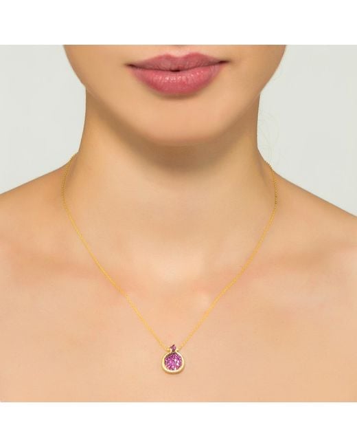 Latelita London Pink Pomegranate Ruby Pendant Necklace