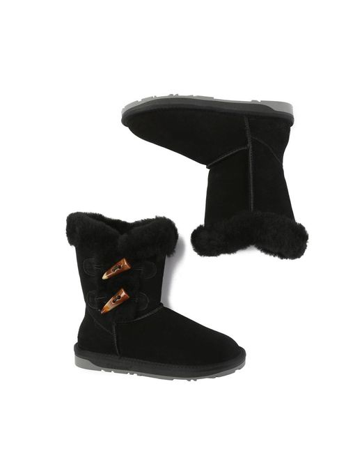 EverAu Australia Black Stork Horn Toggle Button Short Boots
